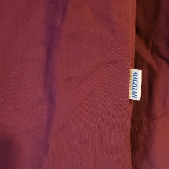 Magellan Outdoors Red Cuffed Sleeve Blouse with Notched Collar - Picture 3 of 8